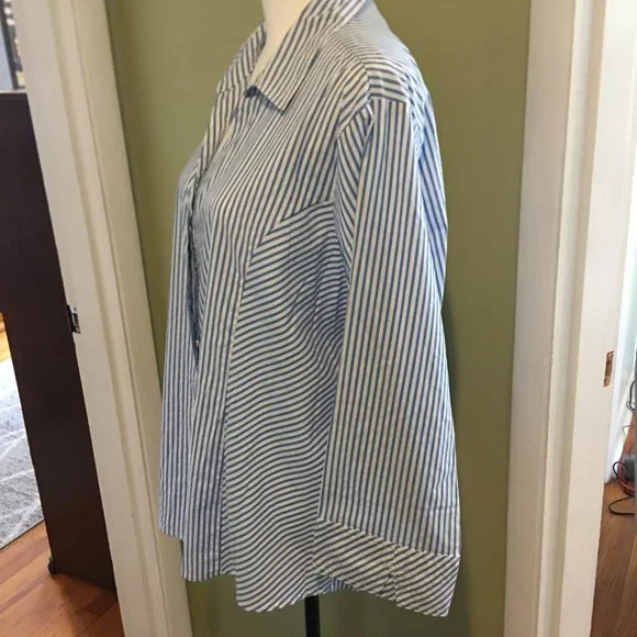 Lee Riders Blue Stripe Shirt Blouse Top Cotton size 1X - Picture 3 of 7